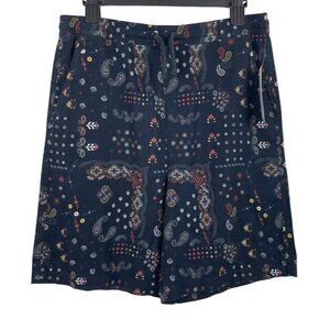 Colorful Planet Womens XXL 18/20 Navy Paisley Print Woven Shorts w/Elastic Waist